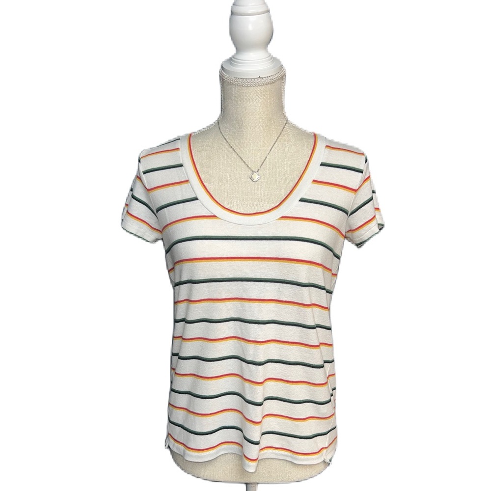 Madewell Walcott Stripe Short Sleeve Scoop Neck Shirt Size XXS
